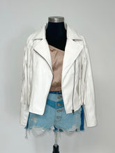 Load image into Gallery viewer, Vegan Leather Fringe Moto Jacket
